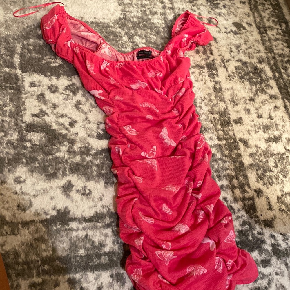 Urban Pink Dress with Butterflies Size S